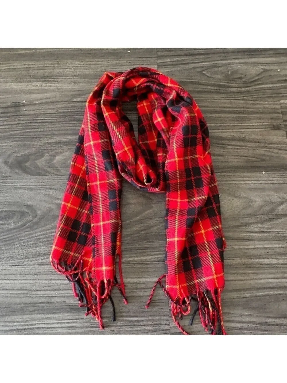Christian Dior Classic Fall Red Black Plaid Scarf